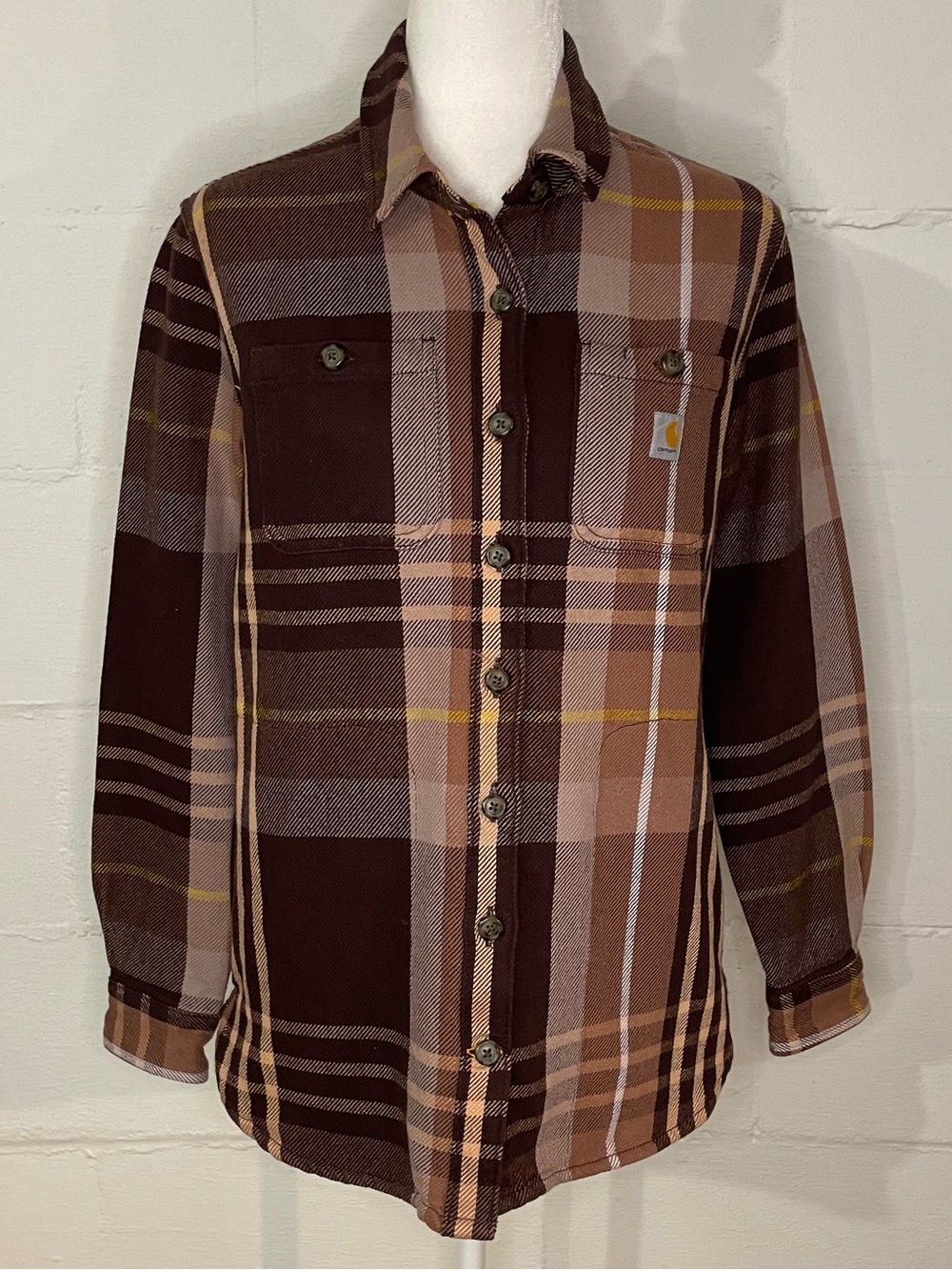 Carhartt Brown Plaid Button-Down Shirt